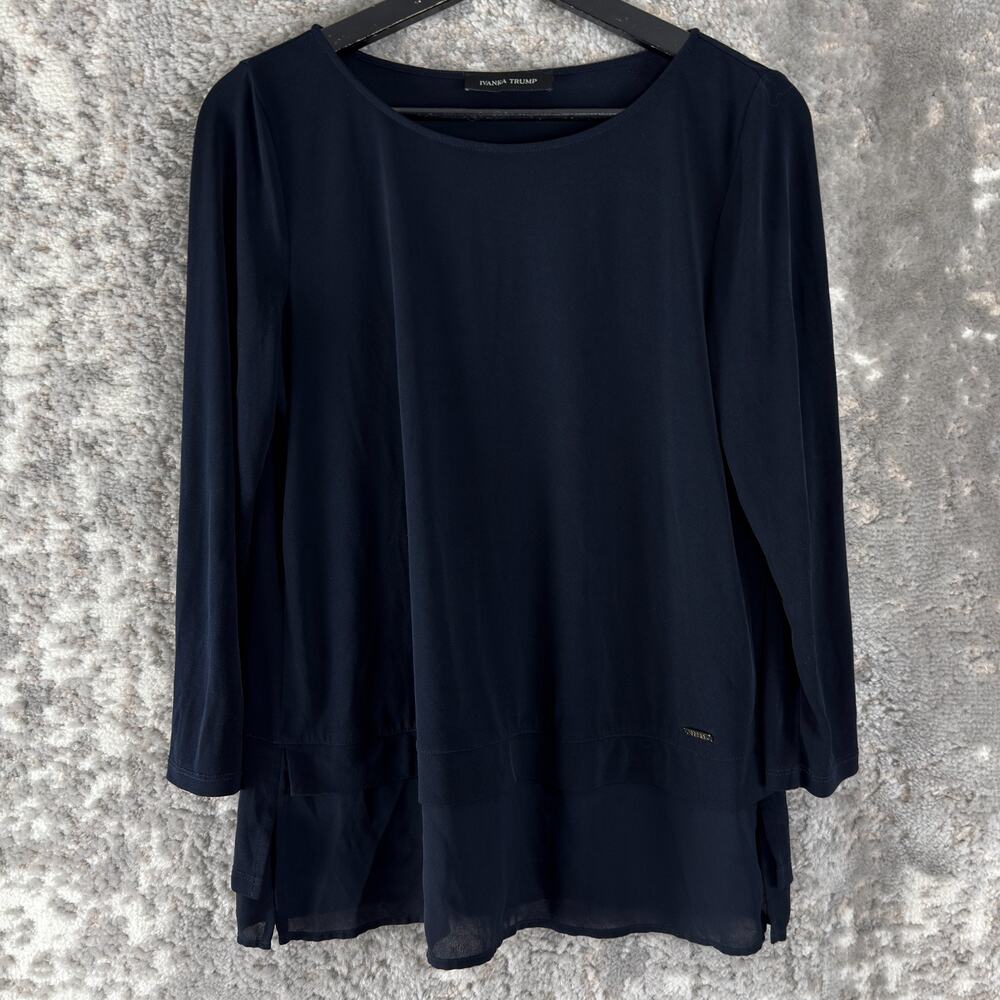 Ivanka Trump Size M Minimalist Casual Top Black Long Sleeve‎ Pullover
